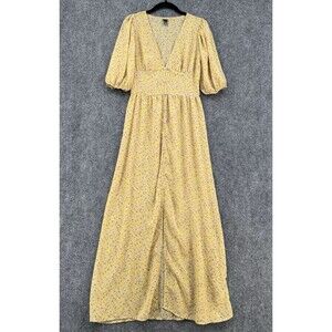 Wild Fable Floral Maxi Dress Button Front Puff Sleeve Boho Cottagecore Duster S